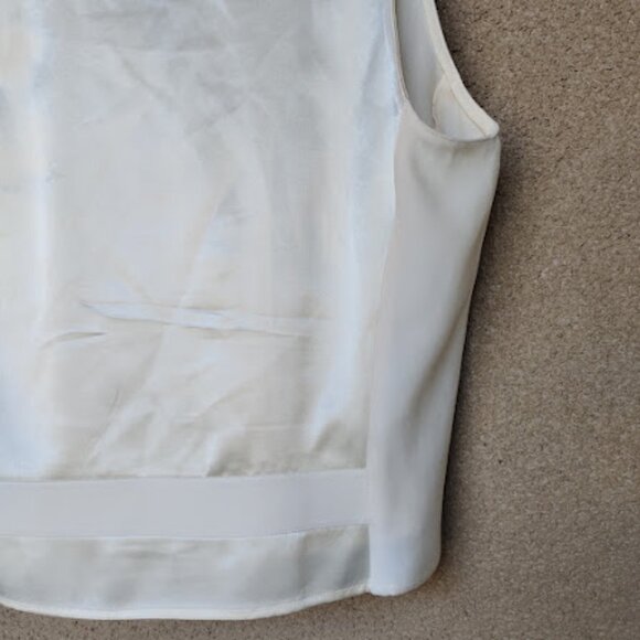 Emanuel Ungaro | V-Neck Cream Ivory Double-Breasted Silk Satin Vest Quiet Luxury - Picture 8 of 14